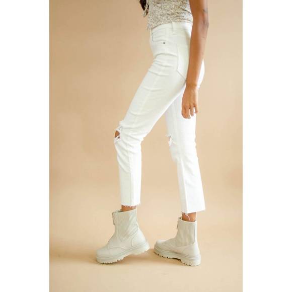 NEW EUNINA ally straight crop jean in picket fence white - Picture 2 of 3